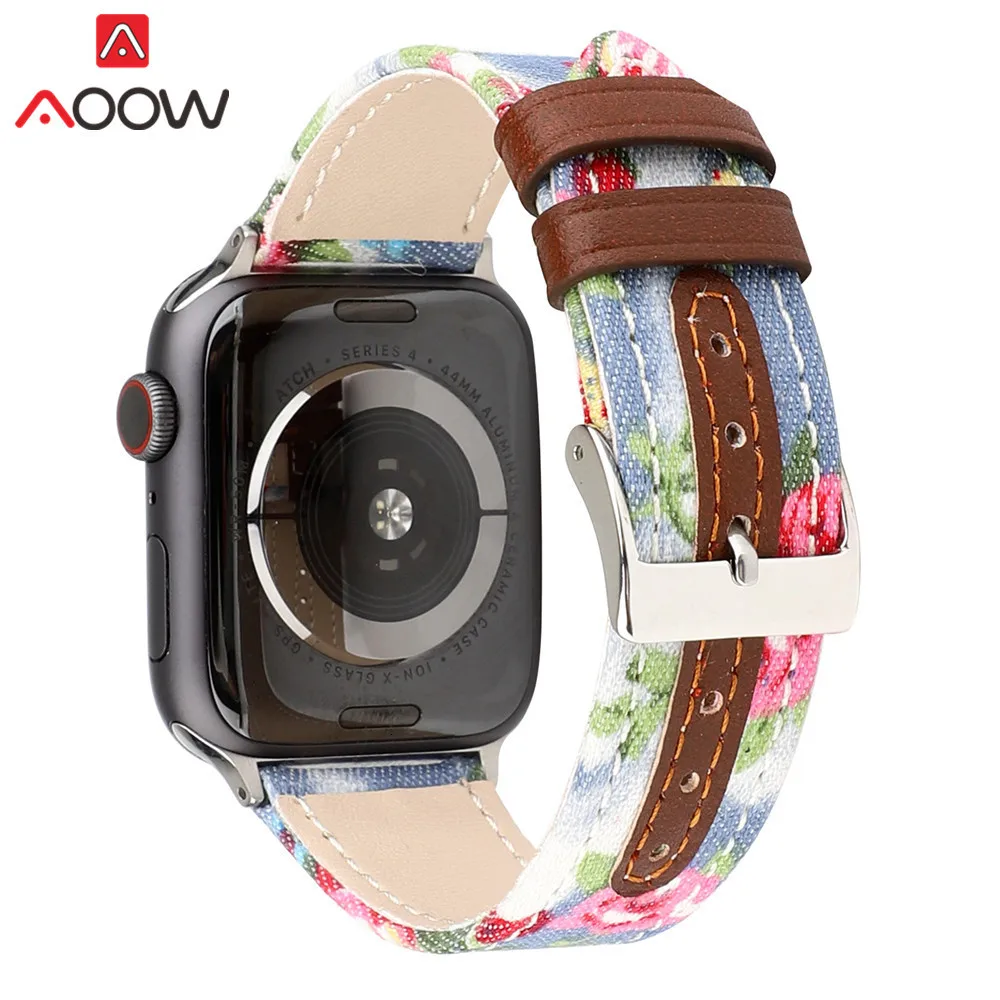 Кожаный ремешок из джинсовой ткани для часов Apple Watch 38 мм 42 мм 40 мм 44 мм ремешок для iwatch 1 2 3 4