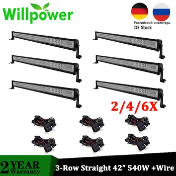

Willpower 2/4/6X Offroad LED Bar 42 inch 540W 3-Row Straight LED Car Work Light Driving Lamp Truck 4x4 4WD ATV SUV 12V 24V