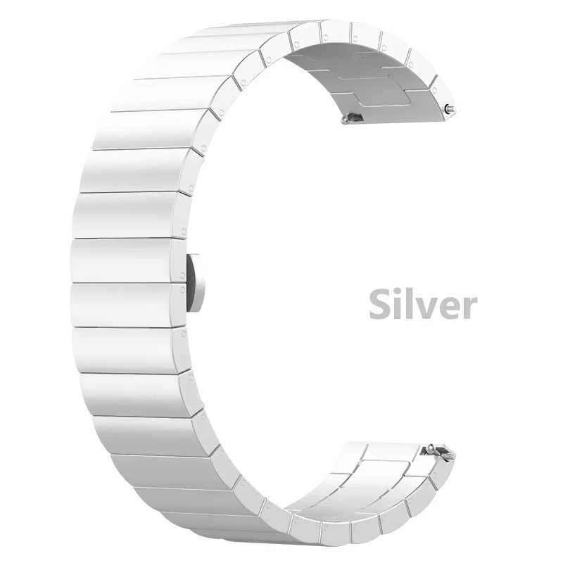 18 мм браслет из нержавеющей стали для Xiaomi smart watch Butterfly buckle Quick release сменный ремешок регулируемый размер - Цвет ремешка: Серебристый