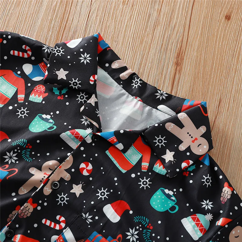 YELITE летняя и осенняя мужская Рождественская гавайская рубашка с отложным воротником и принтом Санта Клауса свободные рубашки с короткими рукавами Camisa