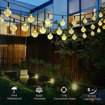 

Solar Lamp 6.35M 30Led Crystal Ball Globe luz Waterproof Warm White Fairy Light Garden Decoration Outdoor Solar Led String