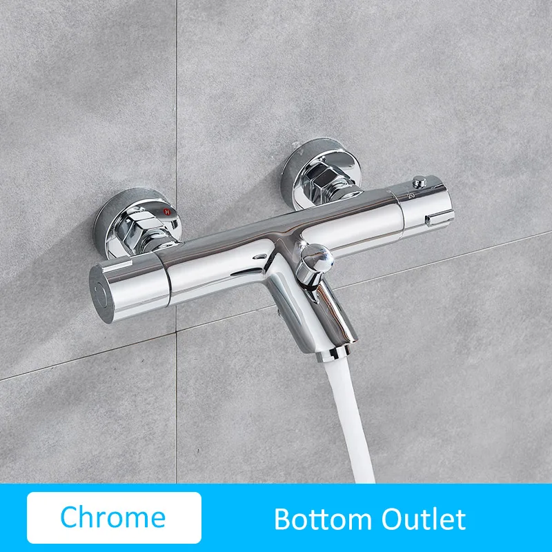 Chrome Bottom Quyanre Термостатические Смесители для душа, набор для ванной, термостатический смеситель, смеситель для горячей и холодной ванной комнаты, смесительный клапан, смеситель для ванны - Цвет: Chrome Bottom