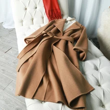 Хорошее качество, пальто, новинка, двухстороннее кашемировое пальто из шерсти альпаки, бархатное пальто, длинное шерстяное пальто, осенняя куртка