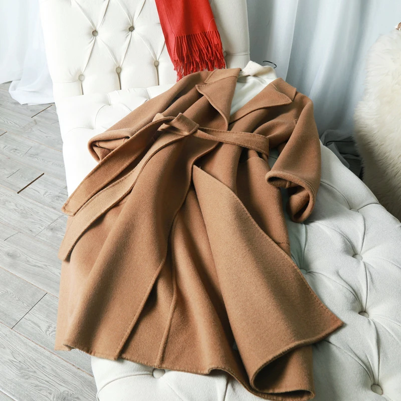 Goede Goede kwaliteit band jassen 2019 nieuwe dubbelzijdige kasjmier Alpaca wollen jas fluwelen overjas lange wollen jas witner herfst jas