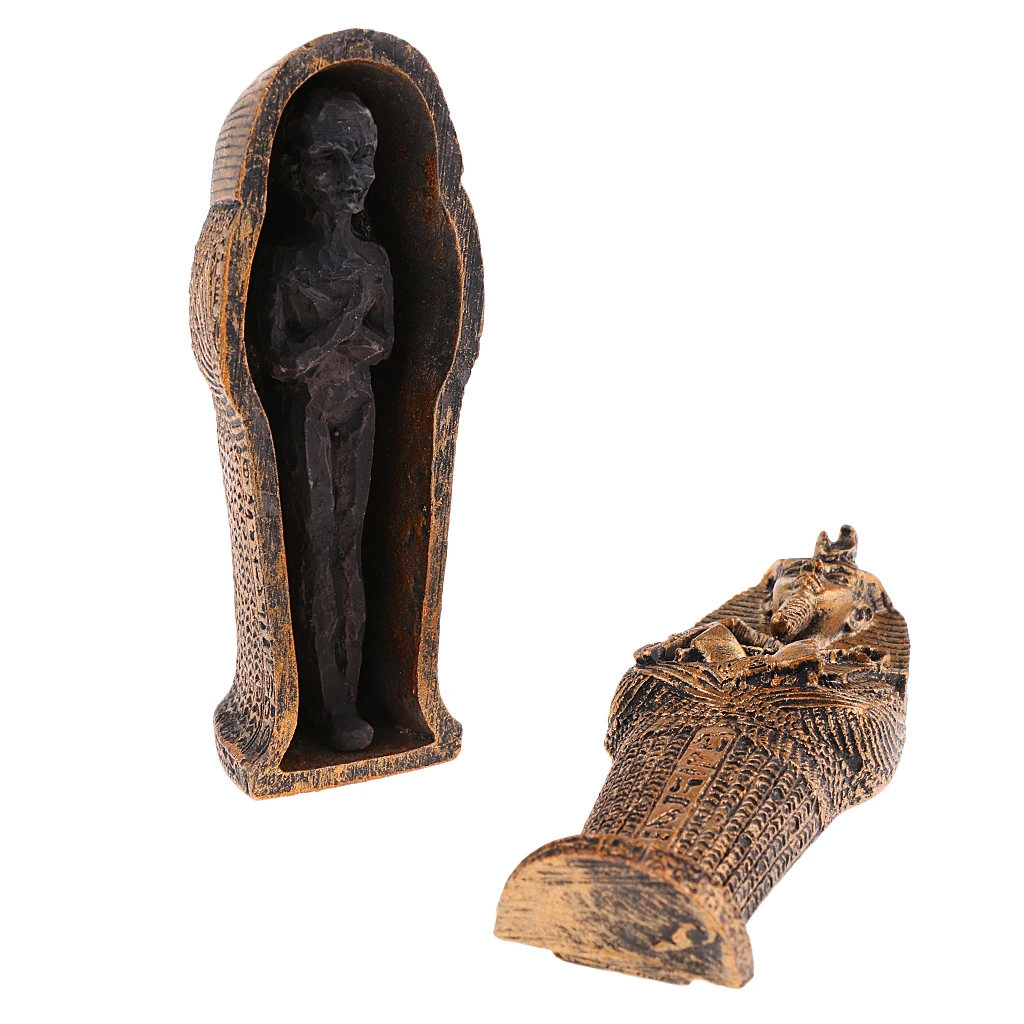 Exquisite Resin Ancient Egyptian Mummy Figurine with Coffin Craft Gift Toys Home 