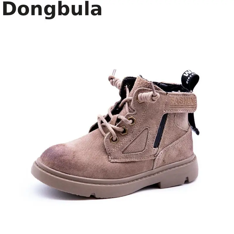 

Genuine Leather Children's Martin Boots 2019 Winter Children's Shoes Boys Girls British Snow Boots Big Kids Warm Cotton Boots