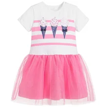 Платье с цветочным рисунком для маленьких девочек платье принцессы с животным узором детская одежда Хлопковое трикотажное детское праздничное платье для девочек от 2 до 7 лет