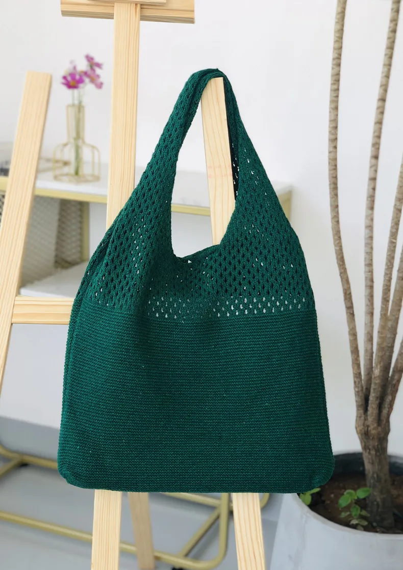 casual hollow woven women shoulder bags designer knitting handbags large capacity tote summer beach bag big purses shopper sac 