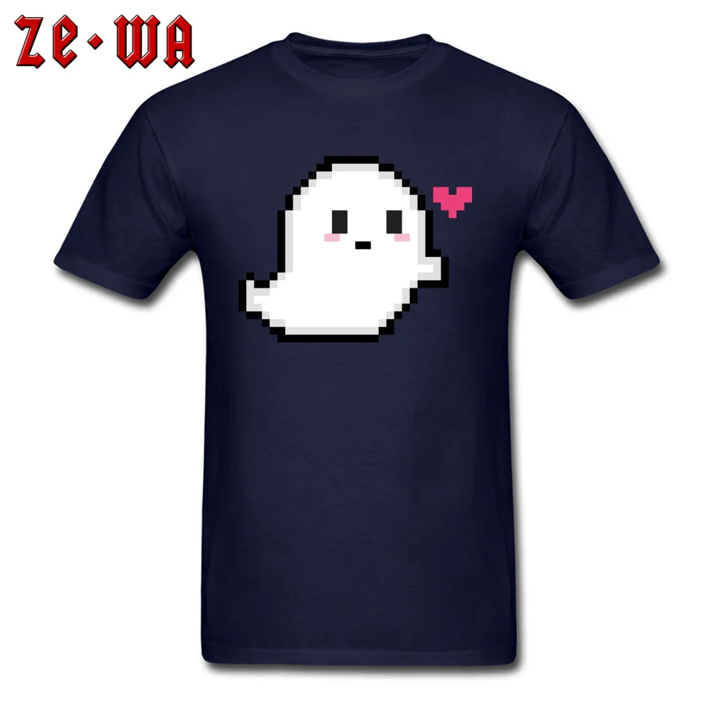 Cute Pixel Ghost YY Tops Tees Coupons Crew Neck Funny Short Sleeve Pure Cotton Men T Shirts Geek Top T-shirts Wholesale Cute Pixel Ghost YY navy