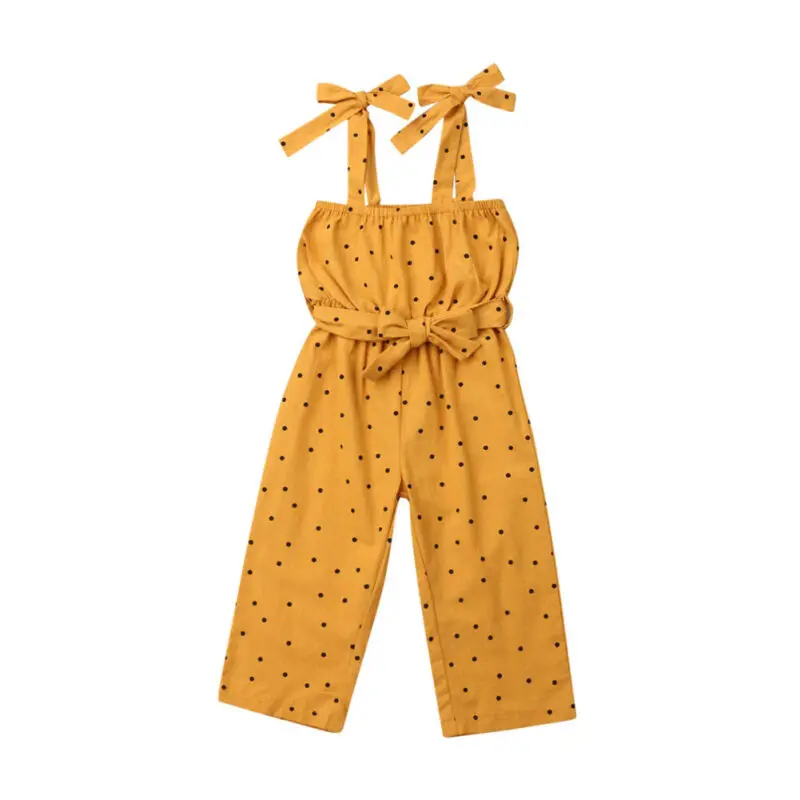 

1-5 Years Kids Baby Girl Clothes Sleeveless Sling Dots Jumpsuit Bodysuit Outfit