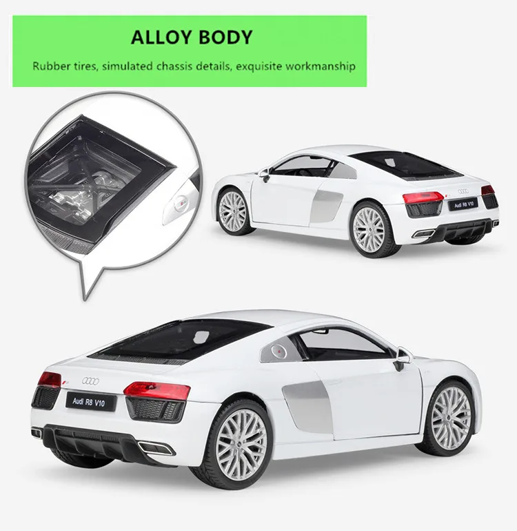 WELLY 1:24 Audi R8 V10 автомобиль спортивный автомобиль имитация сплава Модель автомобиля ремесла украшение Коллекция игрушек инструменты подарок