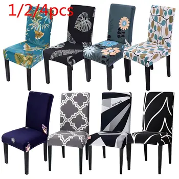 

1/2/4pcs Floral Printing Stretch Elastic Chair Covers Spandex For Wedding Dining Room Office Banquet chair cover