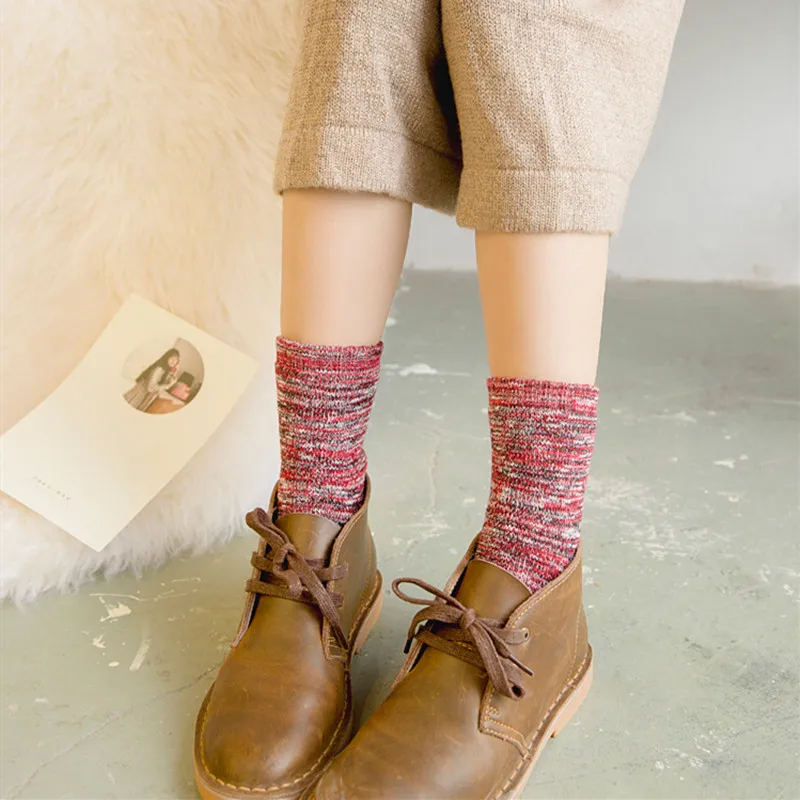 Jeseca New Autumn Winter Thicken Warm Socks Women Harajuku Vintage Streetwear Sock Cotton Solid Japanese Kawaii Girls Cute Sock