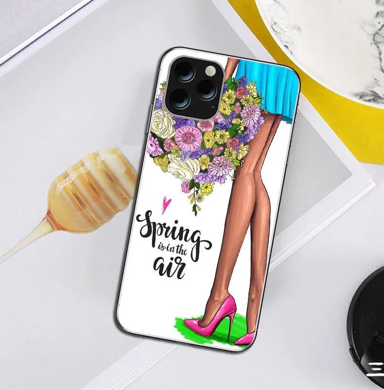 Черный шатенок для мамы и дочки для iphone 11 11PRO X XR XS MAX 5S SE 6S 7 8PLUS роскошный мягкий чехол из ТПУ - Цвет: TPU
