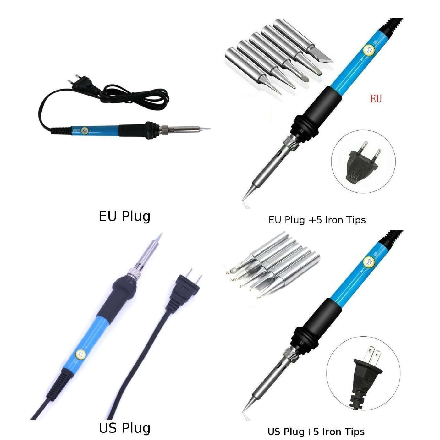 

110V/220V 60W Electric Soldering Iron Adjustable Temperature 200Â°C-450 Â°C Welding Tool Set With 5 Solder Tips