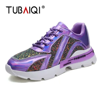 

Women Running Shoes Bling Sequins Thick Sole Ladies Chunky Sneakers Comfortable Female Platform Trainers Women Shoes Running
