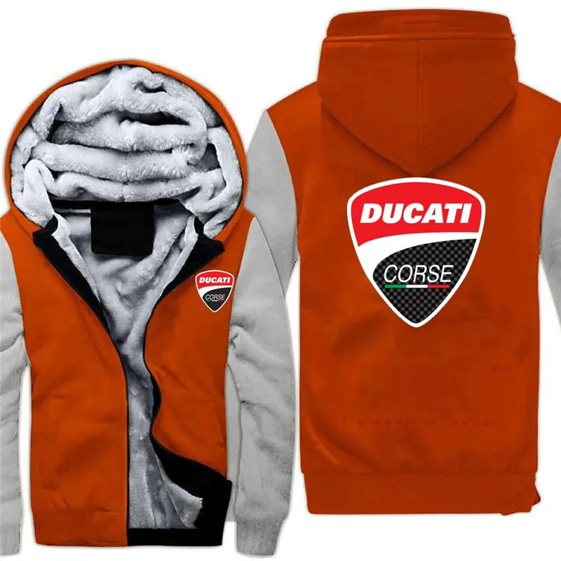 Новая зимняя куртка Ducati с принтом логотипа автомобиля плюс бархатная стеганая куртка на молнии теплая Толстовка Повседневная модная Harajuku мужская хлопковая куртка - Цвет: 1