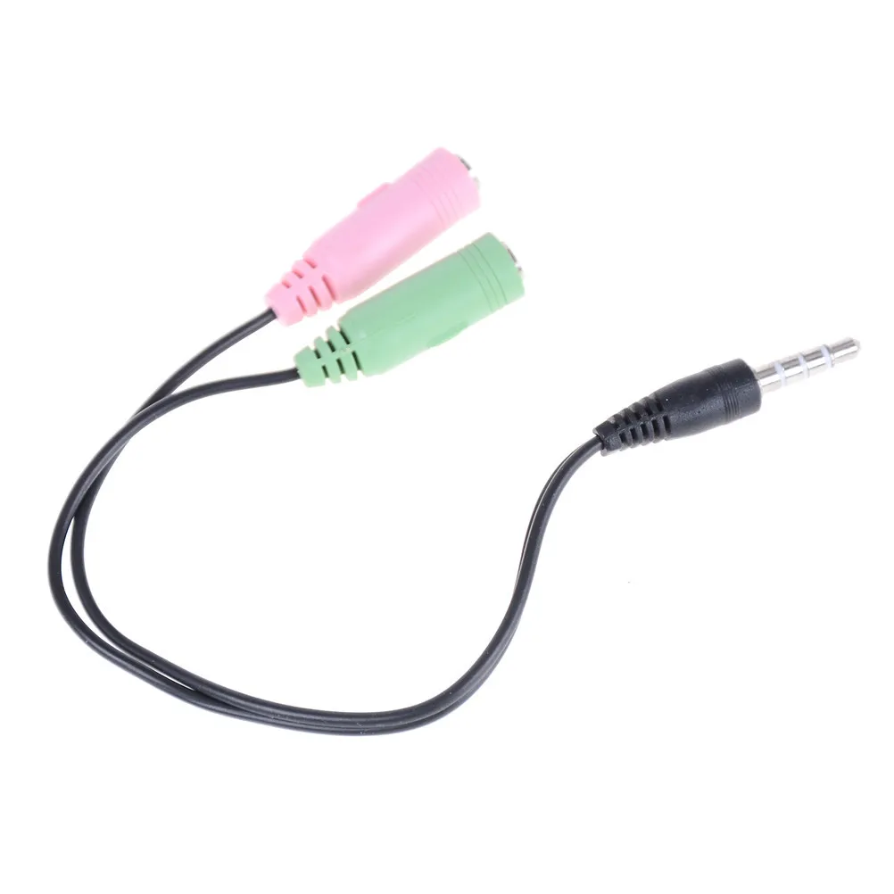 1PC Cable Adapter 2 In 1 Splitter 3.5mm Audio Earphone Headset to 2 Female Jack Headphone Mic Audio Cable Wholesale