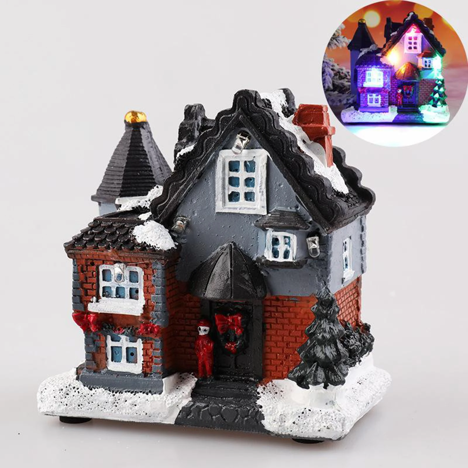 Tabletop Christmas Village Decoration Centerpiece, Home Xmas Party Bedroom Living Room Desktop Decor