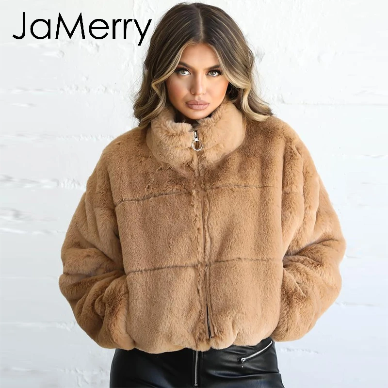 JaMerry/винтажное женское плотное пальто на молнии с искусственным мехом сезон