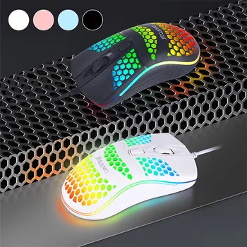 

2020 New Lightweight Wired Mouse Hollow-Out Gaming Mouce Mice Colorful RGB Backlit Light Ergonomic Design Mouse for Desktop PC