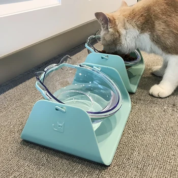 

2 in 1 Pet Feeder Bowl Dog Feeding Food Pet Dogs Dish Feeders Tableware Dog Bowl Cat Food Water Bowl 15 Degree Adjustable