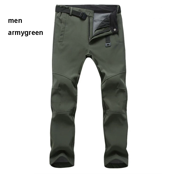 men army green 15 цветов лыжные брюки для сноуборда для мужчин и женщин треккинговые флисовые брюки Софтшелл-30 градусов походные лыжные брюки водонепроницаемые ветрозащитные - Цвет: men army green