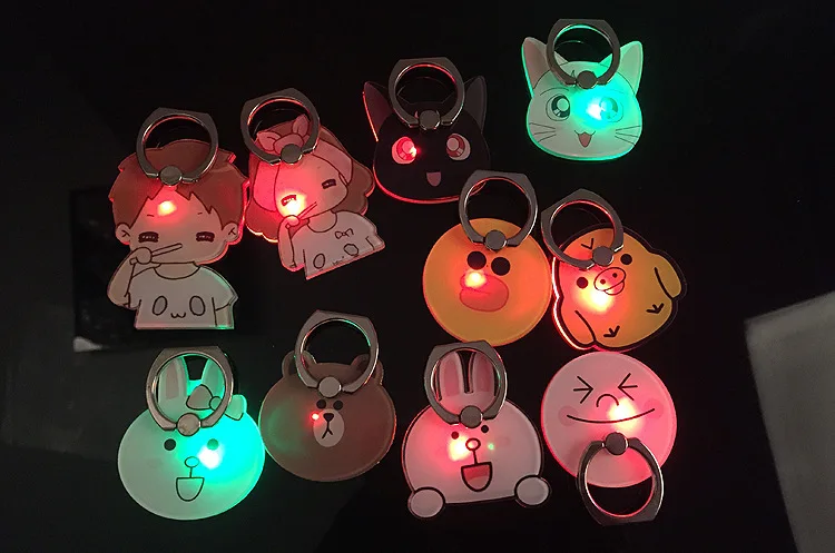 

Mobile Phone Stand Holder For iPhone SmartPhone IPAD Stand cell cartoon luxury new Call flash Finger Ring All fashion LED light