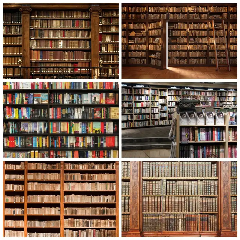 Laeacco Bibliotheque Ancienne Etagere En Bois Livres Etude Enfant Interieur Fonds Photographiques Arriere Plans Photo Photocall Photo Studio Aliexpress