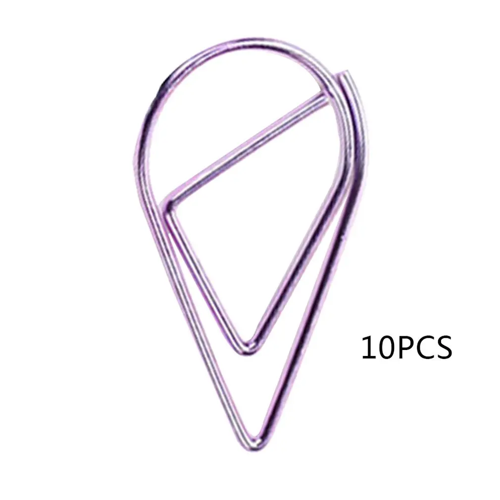 

10pcs/pack Metal Water droplets Shape Paper Clips Colorful Kawaii Bookmark Office School Stationery Marking Album Clips