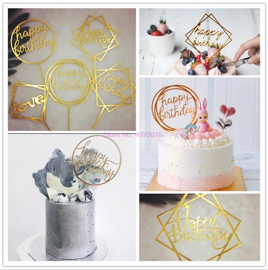  500pcs 케이크 토퍼 카드 생일 참신 아크릴 파티 장식 사랑 베이킹 케이크 공예 용품