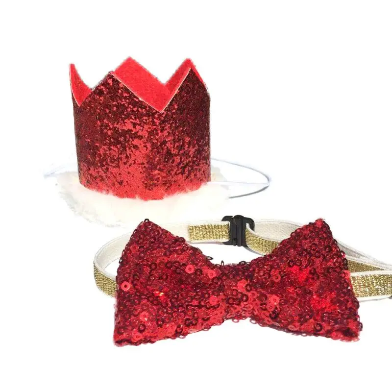 

2pcs/set Cute Pet Hat Dog Cap And Bow Tie For Birthday Christmas Hair Accessories Boutique Dog Cat Headwear n