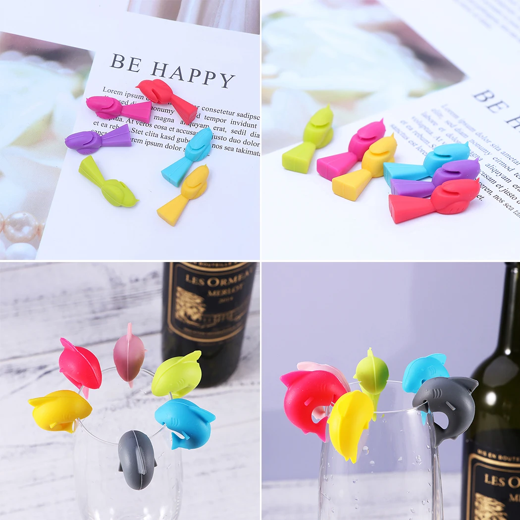 18PCS Silicone Wine Cup Mark Wine Glass Charm Shark Pineapple Bird Glass Marker Drink Tag Bar Accessories