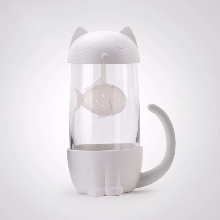300ml Креативный кошачий Чай воды разделяющее стекло es кофейная кружка с ручкой питьевой стакан для молока фильтр для бутылки с водой чашка подарок посуда для напитков - Цвет: 300ml