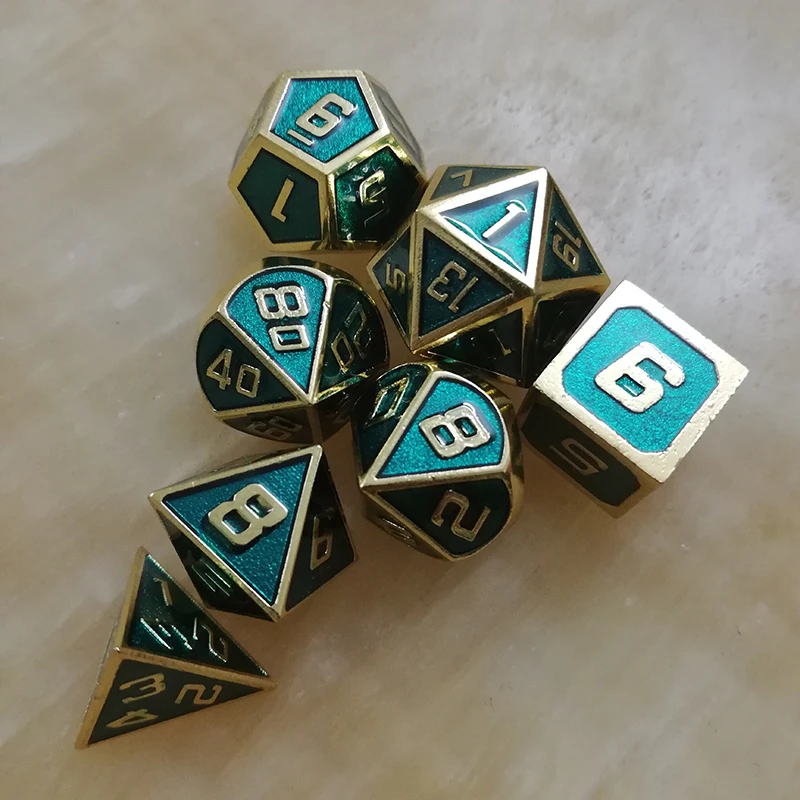 Rpg кости многогранные наборы металла dnd Подземелья и Драконы настольные игры цинковый сплав светильник синий кубики цифровой узор d20 10 8 12