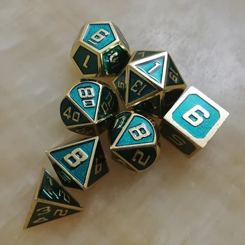 

rpg dice polyhedral sets metal dnd dungeons and dragons table games Zinc alloy Light blue dices digital pattern d20 10 8 12