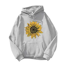 

Women's Daisy Print Hoodies Fleece Long-sleeved Sweatshirts Casual Pullover Sweatshirt Girls Spring Autumn Худи Женский New