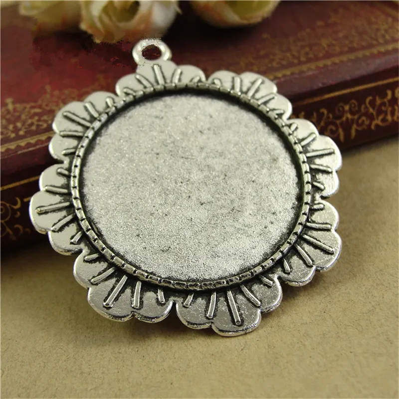 

20pcs/lot Retro Lotus Leaf Cabochon Settings 30mm Cabochon Base DIY Jewelry Making