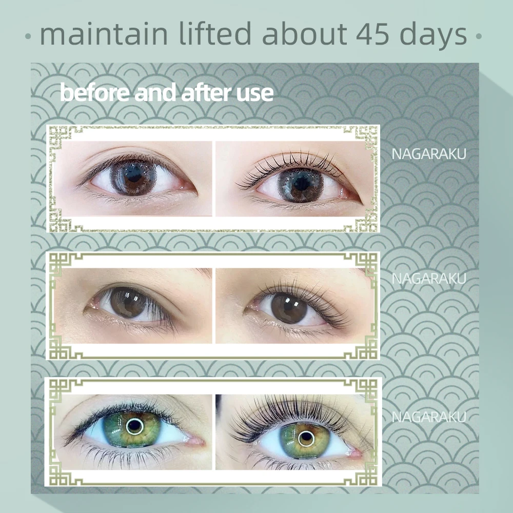 NAGARAKU Eyelashes Lift Kit Lasting Lift Pads Y Shape Brush Perm Fixation Nutrition Cleanser Eyelash Glue Lashes Curler Kit