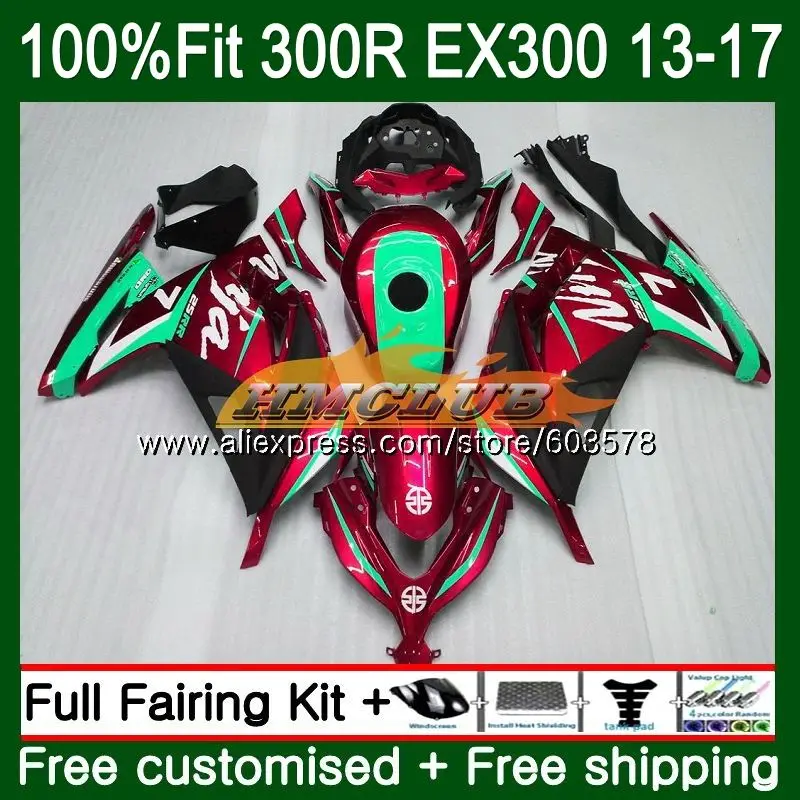 Инъекции для KAWASAKI NINJA ZX3R ZX 300R 13, 14, 15, 16 лет 25CL. 77 EX300 ZX-3R ZX300R 2013 винно-красный обтекатель
