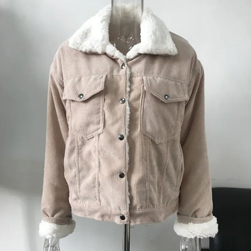 Куртка женская Chaqueta Mujer Manteau Femme осень зима вельветовое базовое Женское зимнее повседневное пальто с длинным рукавом