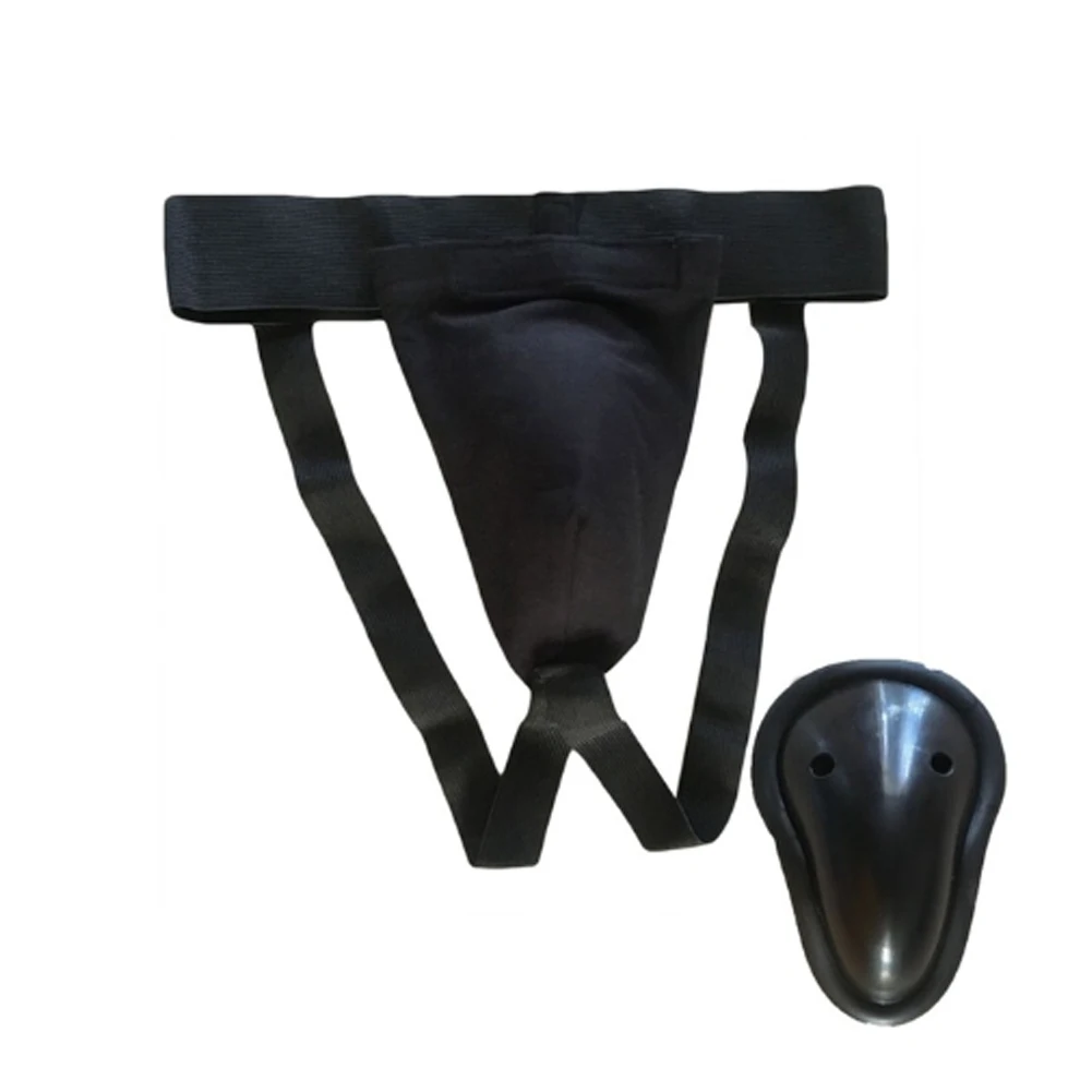 Защита паха кикбоксинг удобная эластичная лента боевые искусства Защитная чашка безопасности портативный бандаж поддержка профессиональный - Цвет: Черный