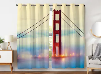 

HommomH blackout curtains (2 panels) top of grommet dimmed blackout bridge night view bridge