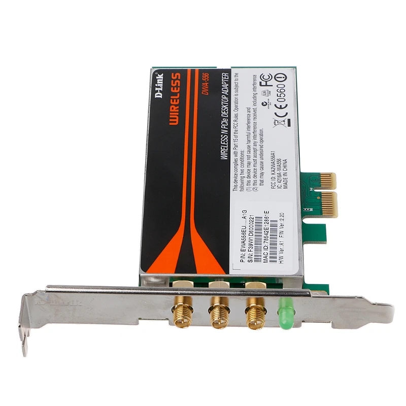 DWA 556 Wireless Xtreme N PCI E Desktop Adapter WiFi Card Low Profile E65A 3