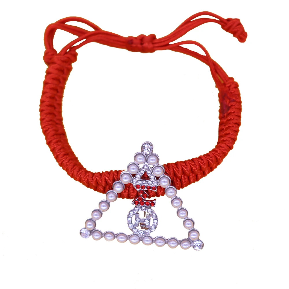 

New Design Handmade Adjustable Red Braided String Greek Letter Delta Sigma Theta Bracelets Sorority DST Sign Jewelry