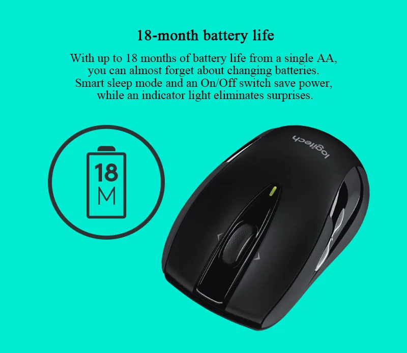 Беспроводная мышь logitech M546 2,4 GHz 1000 точек/дюйм для портативных ПК, обнаруженных официальным программным обеспечением от компании logitech