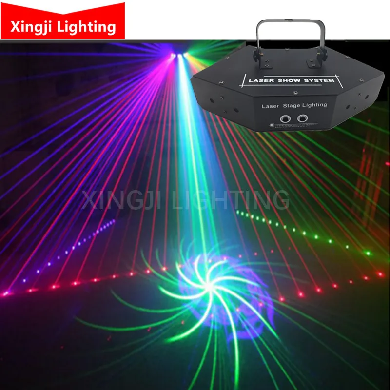 RGB сканирующий лазер/DMX светодиодный сканирующий сценический свет/DJ Освещение Красочный 6 объектив сканер/лазерный проектор/диско луч эффект лазерный