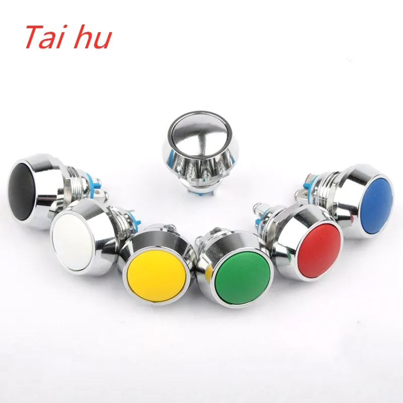 

Really 12mm 1NO Seven Color Round Cap Waterproof Metal Momentary Push Button Switch High Flush Reactable Screw Terminals