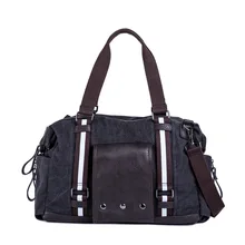 Изысканная Мужская универсальная парусиновая спортивная сумка, модная дорожная сумка в полоску с заклепками, Повседневная сумка через плечо, сумка для выходных, сумка DF413