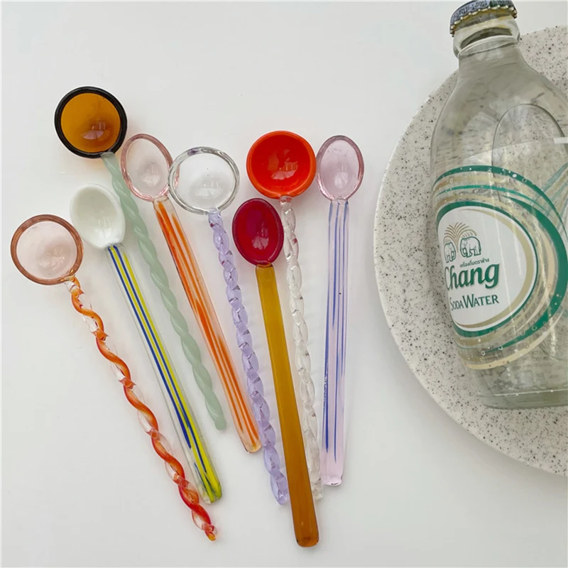 Crystal Candy Dessert Spoon Stained Glass Spiral Coffee Milk Stirring Lovely Ins Style | Дом и сад